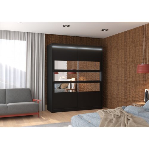 ADRK Klizni ormar s ogledalom TOLEDO 180 cm - CRNA Slike