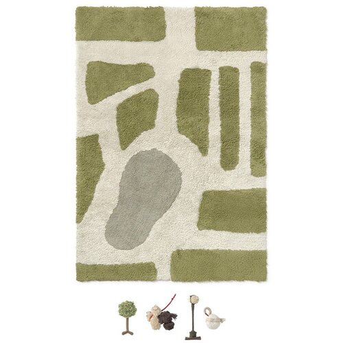 Lorena Canals Zeleno-kremno bela bombažna otroška igralna preproga 90x130 cm Hyde Park – Cene