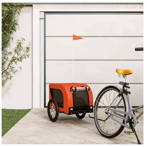 vidaXL Prikolica za bicikl za pse narančasto-crna od tkanine i željeza