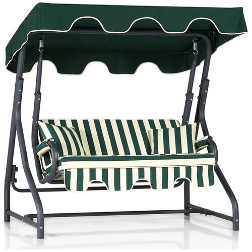 Hanah home Morus 2 - Green, White, Black vrtni dvosedi gugalnik, (20976193) Cene