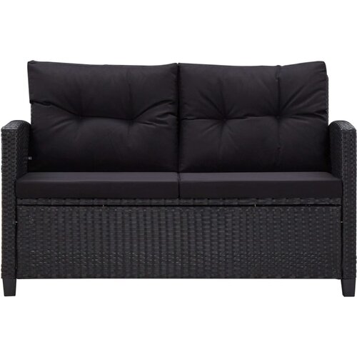 Maison Chic Vrtni kavč - Zunanji kavč dvosed z blazinami črn 124 cm poli ratan, (22041852) Slike
