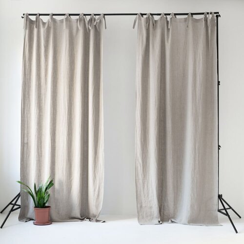 Linen Tales Bež lanena zavjesa s petljama Night Time, 275 x 140 cm Slike