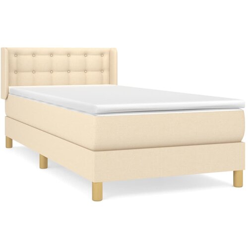 vidaXL Box spring postelja z vzmetnico krem 90x190 cm blago, (20897250) Cene