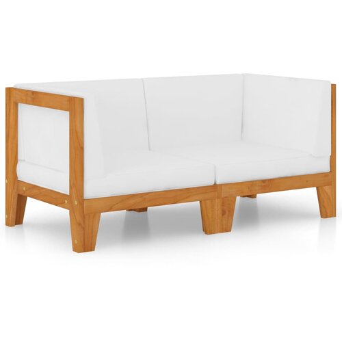 Maison Chic kavč - Sofa - Kanape dvosed s kremno belimi blazinami trden akacijev les, (21727728) Cene