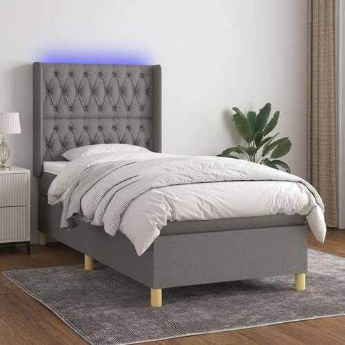  Box spring postelja z vzmetnico LED temno siva 90x190 cm blago, (20789272) Slike