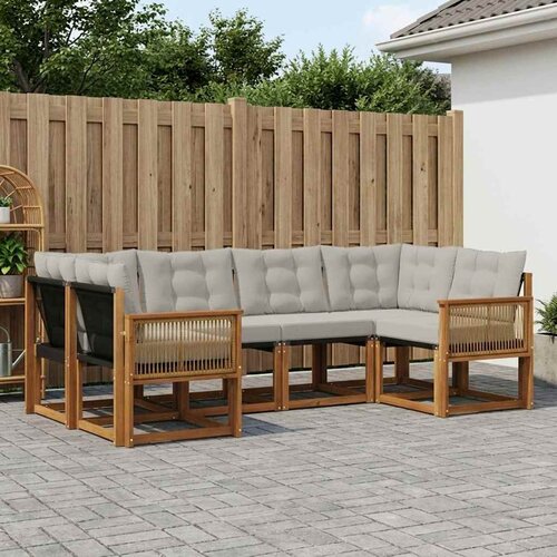  Set vanjskih sofa 6 pcs Prirodna i svjetlosiva Slike