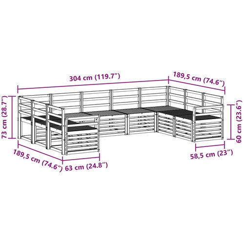  Setovi sofa Čvrsto drvo akacije Smeđa 304 x 189,5 x 73 cm Slike