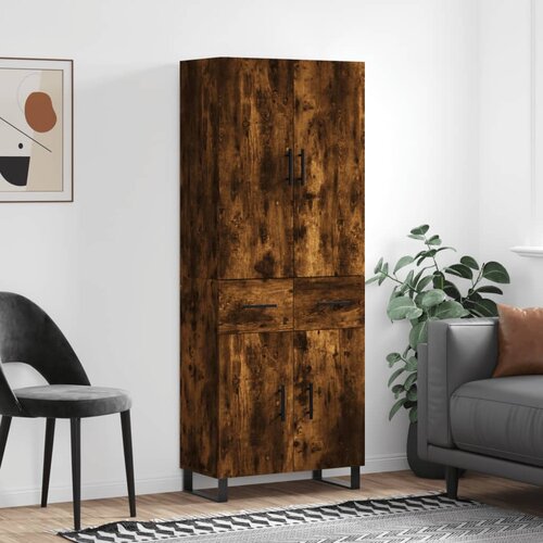  Visoka komoda dimljeni hrast 69,5x34x180 cm konstruiranog drva Cijene