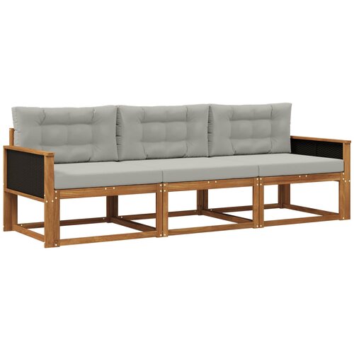 vidaXL Zunanja garnitura za sedenje 3 pcs Naravna in svetlo siva, (5000281059) Cene