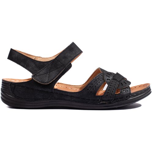 Shelvt Women's light blue sandals on a low wedge Cene