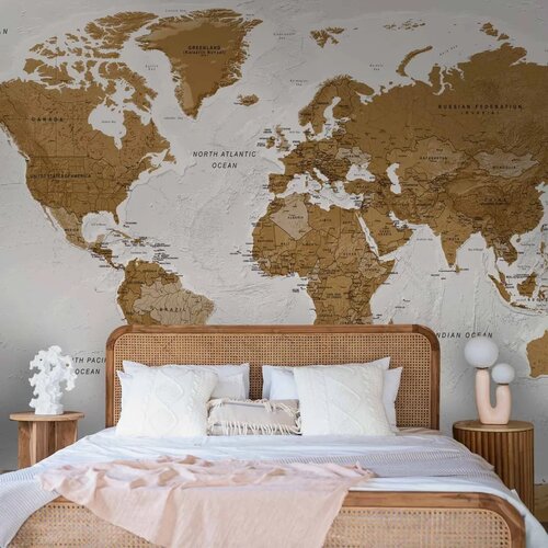  Foto tapeta - World Map: White Oceans 392x280 Samoljepljiva Cene