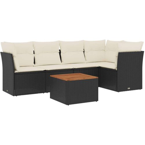 VidaXL 6-dijelni set vrtnih sofa s jastucima crni od poliratana Slike