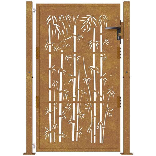  Vrtna vrata 100x125 cm Corten čelik dizajn od bambusa Slike