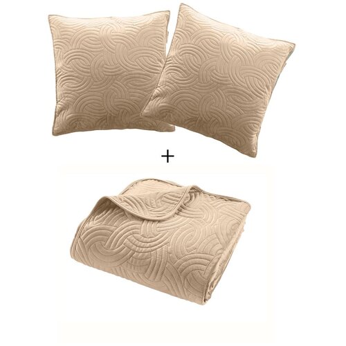 Douceur d int&amp;eacute;rieur Svetlo rjav žameten komplet pregrinjala in prevleke za vzglavnik 240x260 cm Solange &amp;ndash; Slike