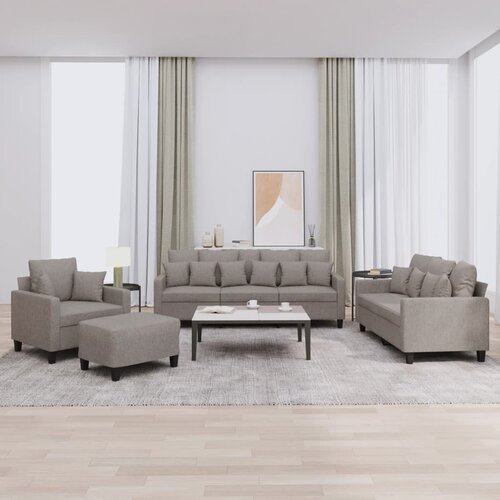  4-dijelni set sofa s jastucima smeđesivi od tkanine Cijene