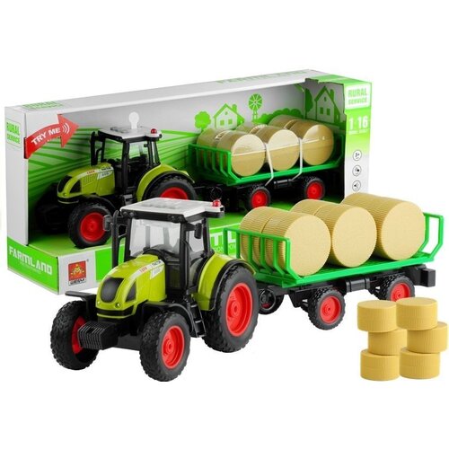 Traktor za igru s prikolicom i balama - 37,5 cm - zelena Cijene