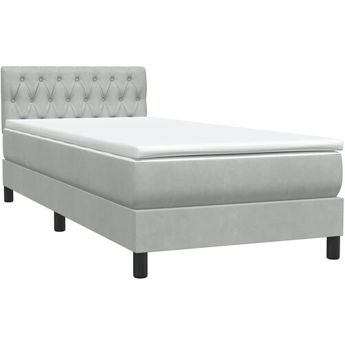 Box Spring krevet s madracem i LED svijetlo sivi 80x210 cm bar&amp;scaron;un Slike