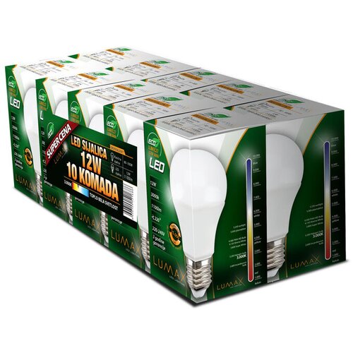 Lumax Komplet od 10 sijalica ECO LUME27-12W 3000K 1055 lm 1/10 Cene