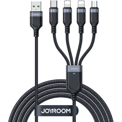Joyroom Kabel za punjenje 4u1 USB - A / 2x Lightning / USB - C / micro USB - Crna / 1.2m Cijene