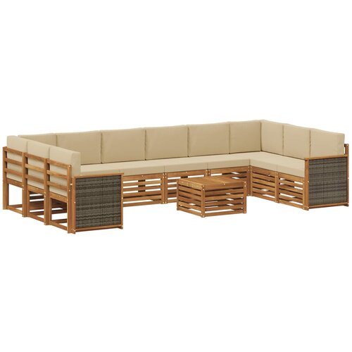 vidaXL Zunanja garnitura za sedenje z blazino 8 pcs Naravna, (5000270823) Cene