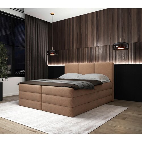 MID.YOU POSTELJA BOXSPRING 160 cm x 200 cm , les, tekstil, leseni material terakota Cene