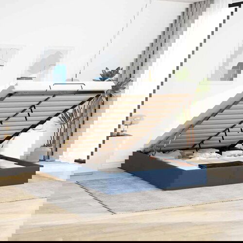 vidaXL Otomanski okvir kreveta bez madraca plavi 140x190 cm od tkanine Cene