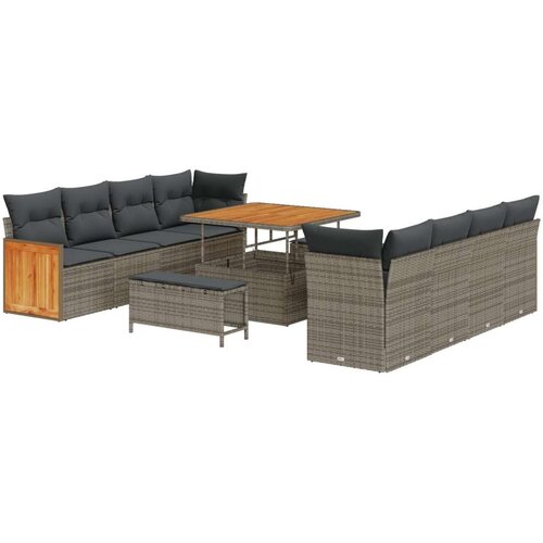  Set vrtnih sofa od 11 dijelova s jastučićima siva poli ratan acacija Set vrtne blagovaonice od 3 dijela s jastučićima siva poli Cene