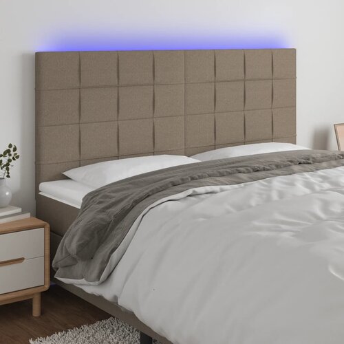 vidaXL LED posteljno vzglavje taupe 160x5x118/128 cm blago Cene