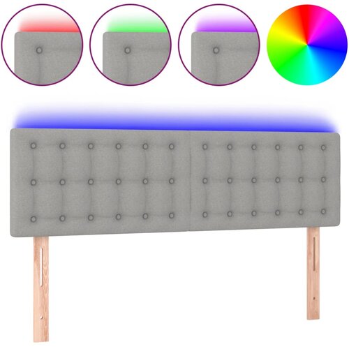 Maison Chic led posteljno vzglavje - vzglavna omarica - nočna omarica svetlo sivo 144x5x78/88 cm blago, (21708565) Slike