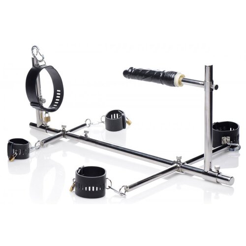 Master Series imprisoned Metal Stockade with Dildo Slike