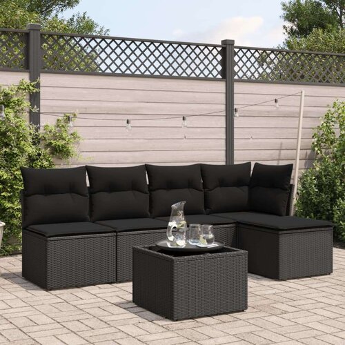 vidaXL 6-dijelni set vrtnih sofa s jastucima crni od poliratana Cijene