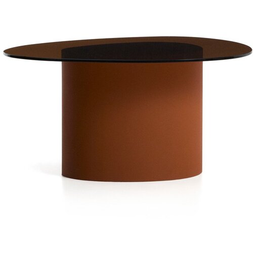 Kave Home Smeđi stolić za kavu sa staklenom pločom stola 74x81,5 cm Olir &amp;ndash; Slike