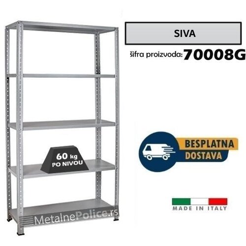  Polica metal-metal 187x100x35cm, 5x60kg Siva - vijak Cene