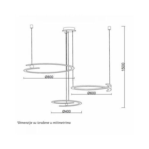 Luna 264 luster 120W 3000K mesing Cene