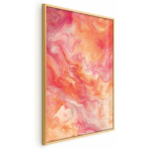  Plakat Fiery Colors - dynamic shapes in fire and pink tones 40x60 Zlatni okvir Cijene