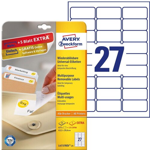 Avery Zweckform etikete avery zweckform L4737REV-25, 63,5 x 29,6 mm, bele Cene