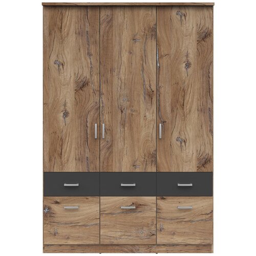 Lesnina-XXXL omara za oblačila brando 3, hrast, temno siva, š. 136 cm Cene