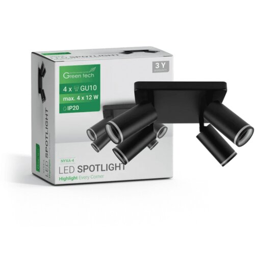 Greentech SPOT LAMPA 4XGU10 CRNA Slike