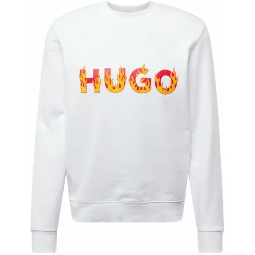 Hugo Sweater majica 'Ditmo' žuta / tamno narančasta / bijela