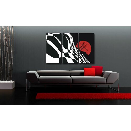  Ručno slikane slike na platnu na platnu POP Art Abstract Chessboard 3-dijelna () Cijene
