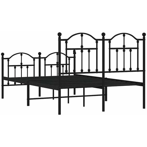  Metalni okvir kreveta uzglavlje i podnožje crni 120x200 cm Slike