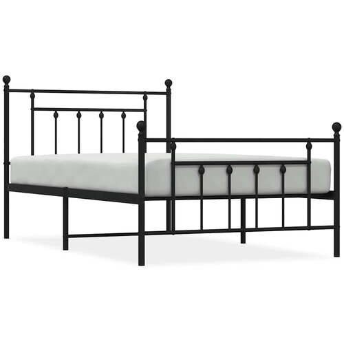 Maison Chic Kovinski Postelja za odrasle - Posteljni Okvir z vzglavjem in vznožjem črn 100x200 cm, (22080478) Cene