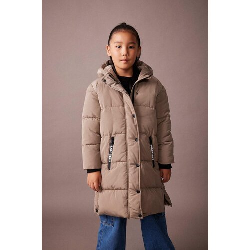 Defacto Girl's Water Repellent Plush Lining Long Coat Cene