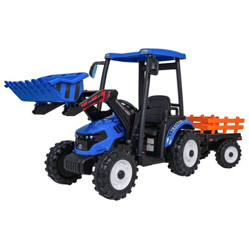  Dječji traktor na akumulator MEGA D68 s prikolicom, plavi Slike