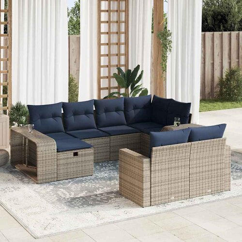 vidaXL 10-dijelni set vrtnih sofa od poliratana s jastucima sivi Cijene