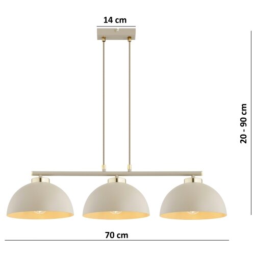 Brilagi - Visilica na sajli 3xE27/60W/230V bež/zlatna Slike