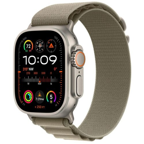 Apple watch ultra 2 gps+cellular 49mm titanium case/olive alpine loop large MRF03SE/A pametni sat Slike