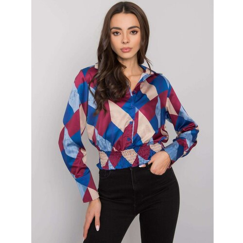 Fashion Hunters Maroon and blue women's blouse with patterns Slike