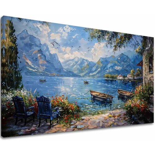  Pejzažna slika na platnu Luka u planinama | Akrilni detalji 40x60 cm Cijene
