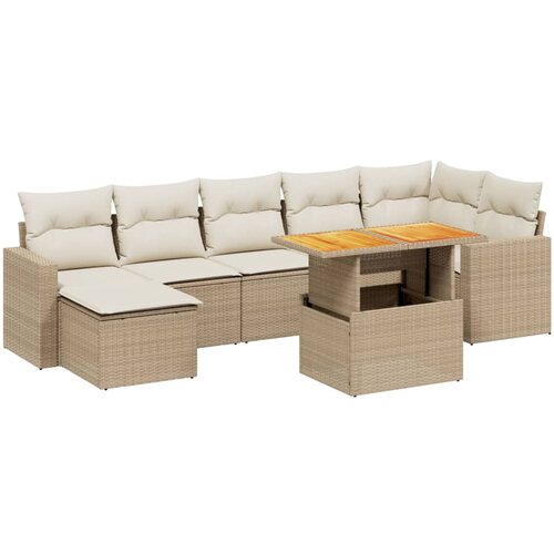 VidaXL 8-dijelni set vrtnih sofa od poliratana s jastucima bež Slike